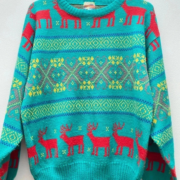 VINTAGE - Super Fun Reindeer Young Beat Holiday Sweater - Picture 5 of 6